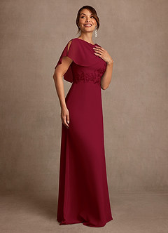Azazie Frieda Mother of the Bride Dresses Burgundy A-Line Applique Chiffon Dress image4