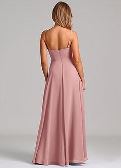 Azazie Elle Robes de demoiselle d'honneur Robe Trapèze en Mousseline de soie Plissée Rose Poussiéreuse image7