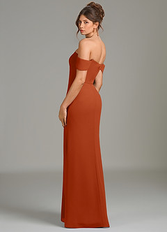 Azazie Charmaine Bridesmaid Dresses Burnt Orange A-Line Off the Shoulder Chiffon Dress image5