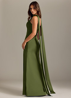 Azazie Kinsley Vestidos de damas de honor Vestido de Oliva de Satén Elástico de Corte Sirena con Corte Lateral image6