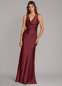 Azazie Cheryl Brudtärnklänningar Klänning av Sjöjungfru i Stretch Satin Merlot image4