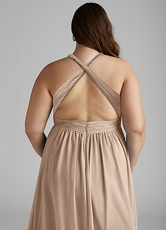 Azazie Ashia Abiti da Damigella Abito A-Line in Chiffon Plissettato Taupe image12