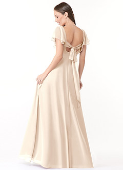 Azazie Syenna Bridesmaid Dresses White Alabaster A-Line Ruched Chiffon Dress image2