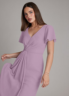 Azazie Kaya Robes de demoiselle d'honneur Robe Trapèze en Mousseline de soie Plissé Glycine image4