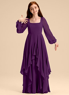 Azazie Clara Junior Abito A-Line in Chiffon Blusa Uva image1