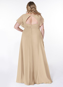 Azazie Rylee Bridesmaid Dresses Champagne A-Line Pleated Chiffon Dress image7