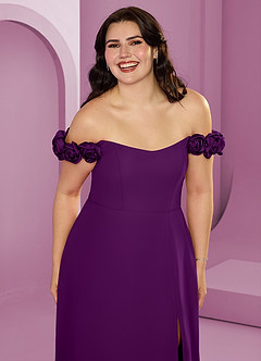 Barbie ♥ Azazie Bridesmaid Dresses Grape A-Line Off the Shoulder Chiffon Convertible Dress image16