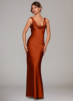 Azazie Rylina Bridesmaid Dresses Paprika Mermaid Stretch Satin Dress image3