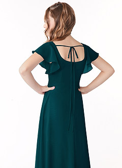 Azazie Bondi Junior Robe Trapèze en Mousseline de soie Arc Vert Pin image3