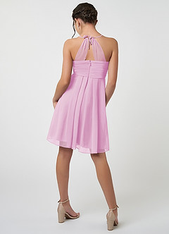 Azazie Ginny Junior Candy Pink A-Line Pleated Chiffon Dress image2