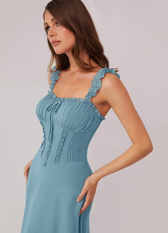 Barbie ♥ Azazie 신부 들러리 드레스 A라인 쉬폰 플로어 길이 드레스 image5