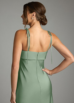 Azazie Ellia Bridesmaid Dresses Matcha Sheath Bow Stretch Satin Dress image6