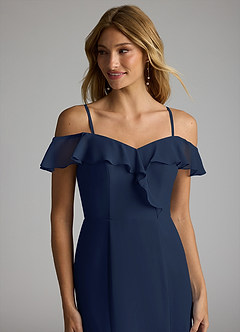 Azazie Sophie Bridesmaid Dresses Dark Navy A-Line Off the Shoulder Chiffon Convertible Dress image2