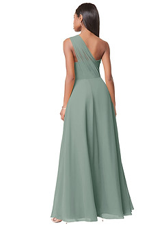 Azazie Ashley Bridesmaid Dresses Silver Sage A-Line Ruched Chiffon Dress image3
