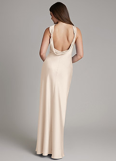 Azazie Dimitra Bridesmaid Dresses White Alabaster A-Line Pleated Stretch Satin Dress image7