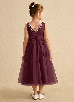 Azazie Lux 플라워 걸 드레스 A라인 구슬 얇실버 명주 그물 발목 길이 드레스 image2