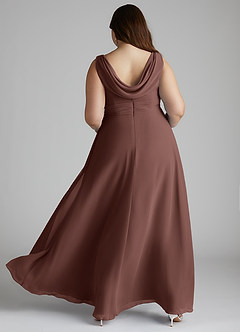 Azazie Karina Bridesmaid Dresses Espresso A-Line Pleated Chiffon Dress image9