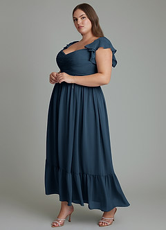 Azazie Anaya Bridesmaid Dresses Dark Navy A-Line Sweetheart Neckline Chiffon Dress image10
