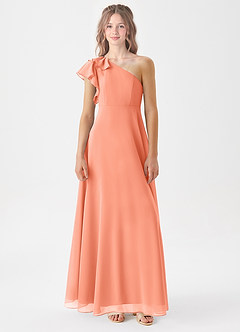 Azazie Arabella Junior Sunset A-Line Ruched Chiffon Dress image3