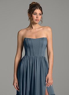 Azazie Delphina Bridesmaid Dresses Twilight A-Line Corset Stretch Satin Convertible Dress image6