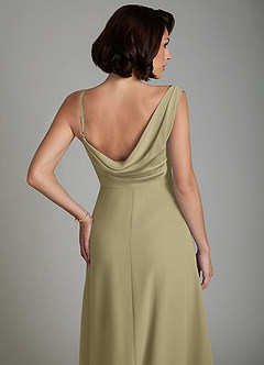 Azazie True Robes de demoiselle d'honneur Robe Trapèze en Mousseline de soie Plissé Vert Mousse image4