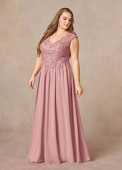 Azazie Amethyst Mother of the Bride Dresses Dusty Rose A-Line V-Neck Sequins Chiffon Dress image12