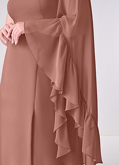 Barbie ♥ Azazie Bridesmaid Dresses Cedar Rose A-Line Long Sleeve Chiffon Dress image10