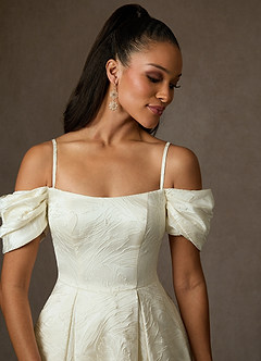 Azazie Efina Hochzeitskleider Ballkleid Blumen-Jacquard Kleid Antikweiß image8