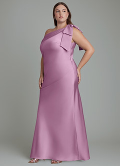 Azazie Yuanna Bridesmaid Dresses Wisteria Mermaid One Shoulder Stretch Satin Dress image12