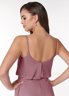 Azazie Lupe Bridesmaid Dresses Vintage Mauve A-Line Scoop Blouson Chiffon Dress image6