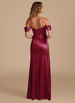 Azazie Amyra Bridesmaid Dresses Burgundy Mermaid Sweetheart Neckline Metallic Satin Convertible Dress image6