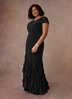 Azazie Bailora Mother of the Bride Dresses Black Mermaid Ruched Chiffon Dress image7