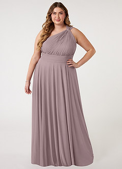 Azazie Charlize Bridesmaid Dresses Dusk A-Line One Shoulder Mesh Dress image6