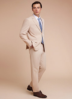 front Carter Tan Cotton Linen Blend Suit Jacket
