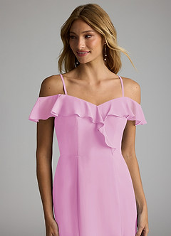 Azazie Sophie Bridesmaid Dresses Candy Pink A-Line Off the Shoulder Chiffon Convertible Dress image2