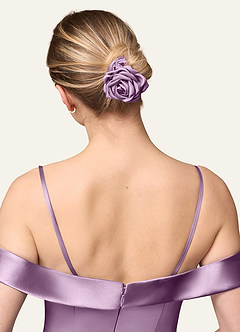 front Matching Color Matte Satin Rose Scrunchie