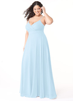 Azazie Avelina Bridesmaid Dresses Sky Blue A-Line V-Neck Pleated Chiffon Dress image8
