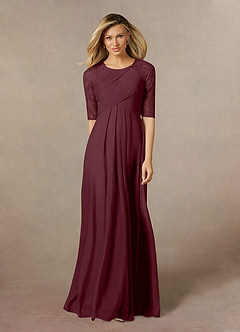 Azazie Raelyn Mère de la mariée Robes Robe Trapèze en Maille Dentelle Cabernet image5