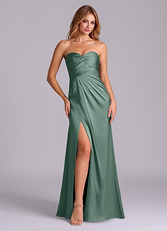 Azazie Sabrine Final Sale Eucalyptus A-Line Sweetheart Neckline Stretch Satin Dress image1