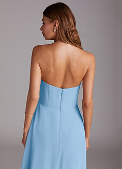 Azazie Wren Bridesmaid Dresses Powder Blue A-Line Side Slit Chiffon Convertible Dress image7