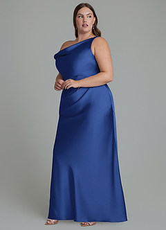 Azazie Emerson Brudtärnklänningar Klänning av Sjöjungfru i Stretch Satin Off the shoulder Kungsblå image10