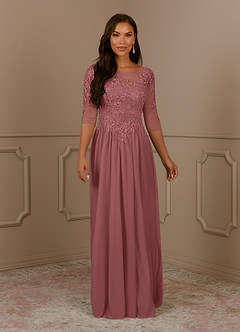 Azazie Harriet Mother of the Bride Dresses Desert Rose A-Line Scoop lace Mesh Dress image1