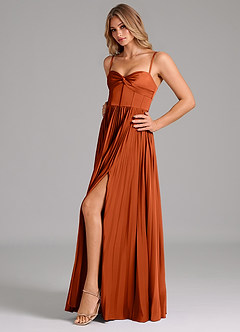 Azazie Akiko Bridesmaid Dresses Paprika A-Line Sweetheart Neckline Stretch Satin Dress image6