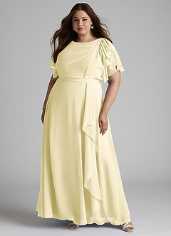 Azazie Aaliyah Modest Bridesmaid Dresses A-Line Scoop Pleated Chiffon Floor-Length Dress image6