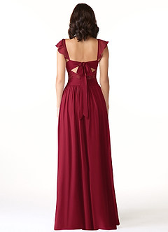 Azazie Lissa Robes de demoiselle d'honneur Robe Trapèze en Mousseline de soie Dentelle Bourgogne image2
