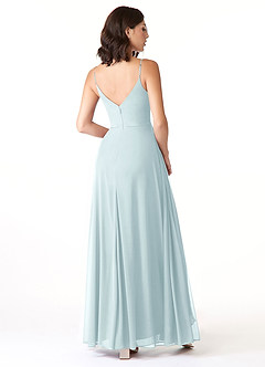 Azazie Evalin Bridesmaid Dresses Mist A-Line V-Neck Pleated Mesh Dress image4