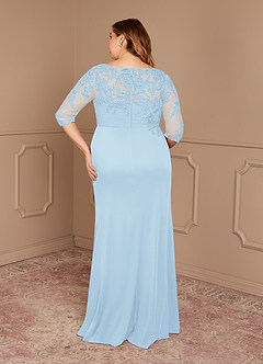 Azazie Alisondra Mother of the Bride Dresses Sky Blue Sheath Scoop Lace Lace Dress image11