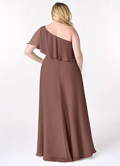 Azazie Lizzy Vestidos de damas de honor Vestido de Expresado de Gasa de Corte en A con Hombro unilateral image9