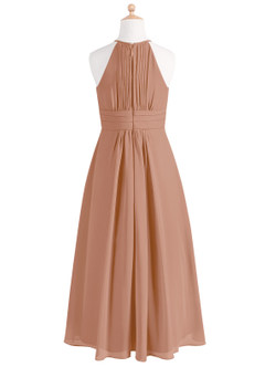 Azazie Bonnie Junior Champagne Rose A-Line Pleated Chiffon Dress image6