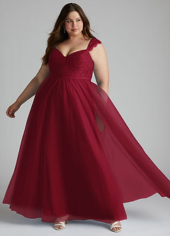 Azazie Luxi Bridesmaid Dresses Burgundy A-Line Pleated Tulle Dress image8